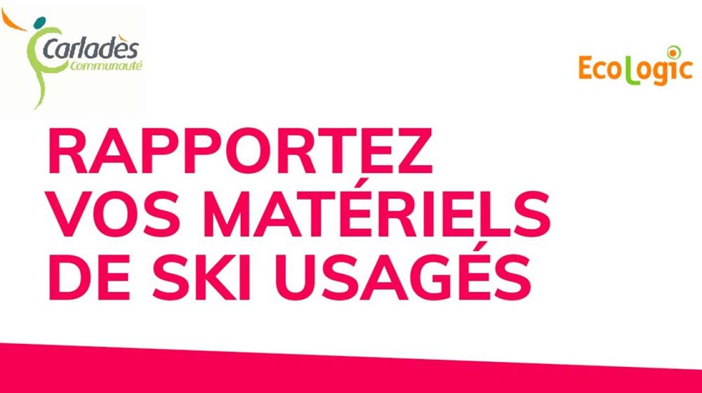 La Communauté de communes du Carladès, en partenariat avec EcoLogic, organise une collecte de matériels de ski usagés, jusqu'au 5 mai 2026 à la Déchetterie de Vic-sur-Cère.