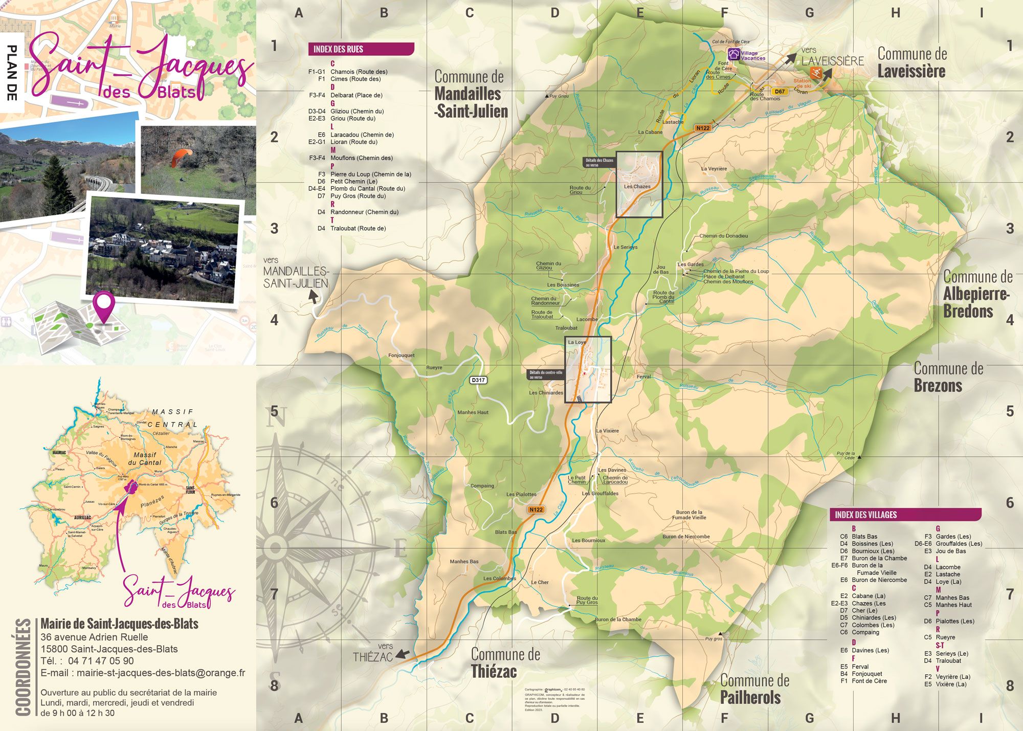 Plan de la commune de Saint-Jacques-des-Blats située dans le Cantal